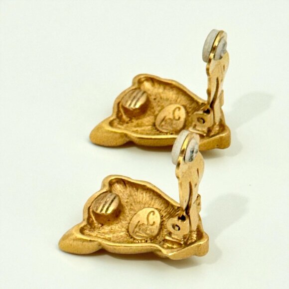 Vintage Jackie Collins Gold Tone Panther Clip Earrngs - Picture 4 of 6